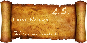 Langa Sándor névjegykártya